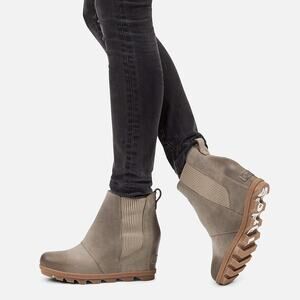Sorel Taupe Wedge Chelsea Ankle Boots